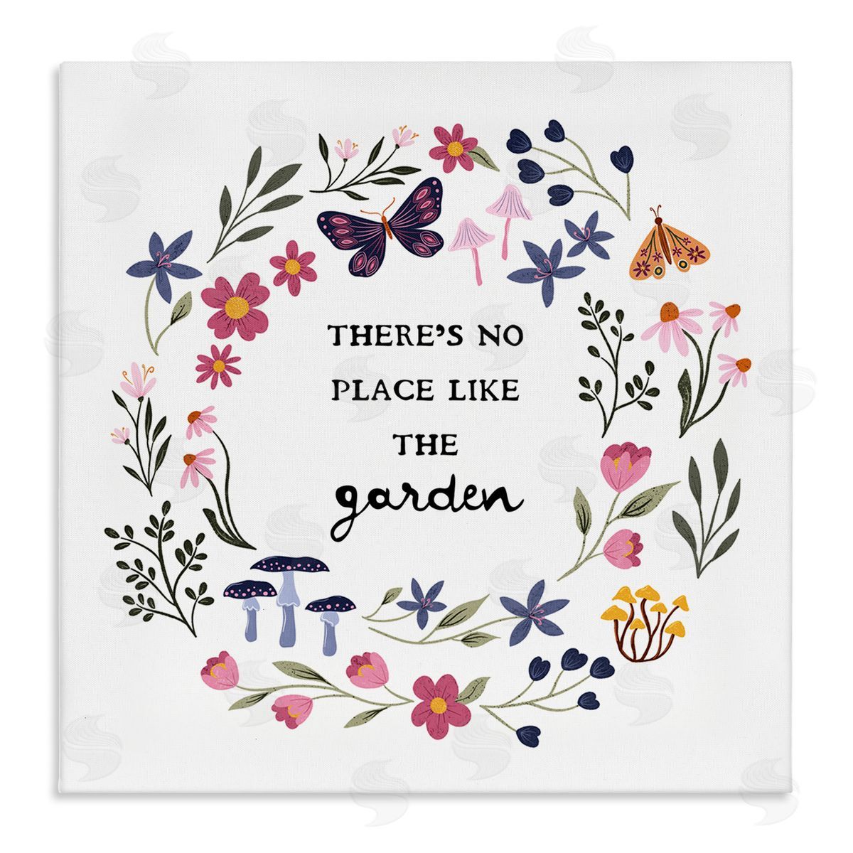 JJ Design House LLC No Place Like Garden Wreath Canvas Wall Art Print