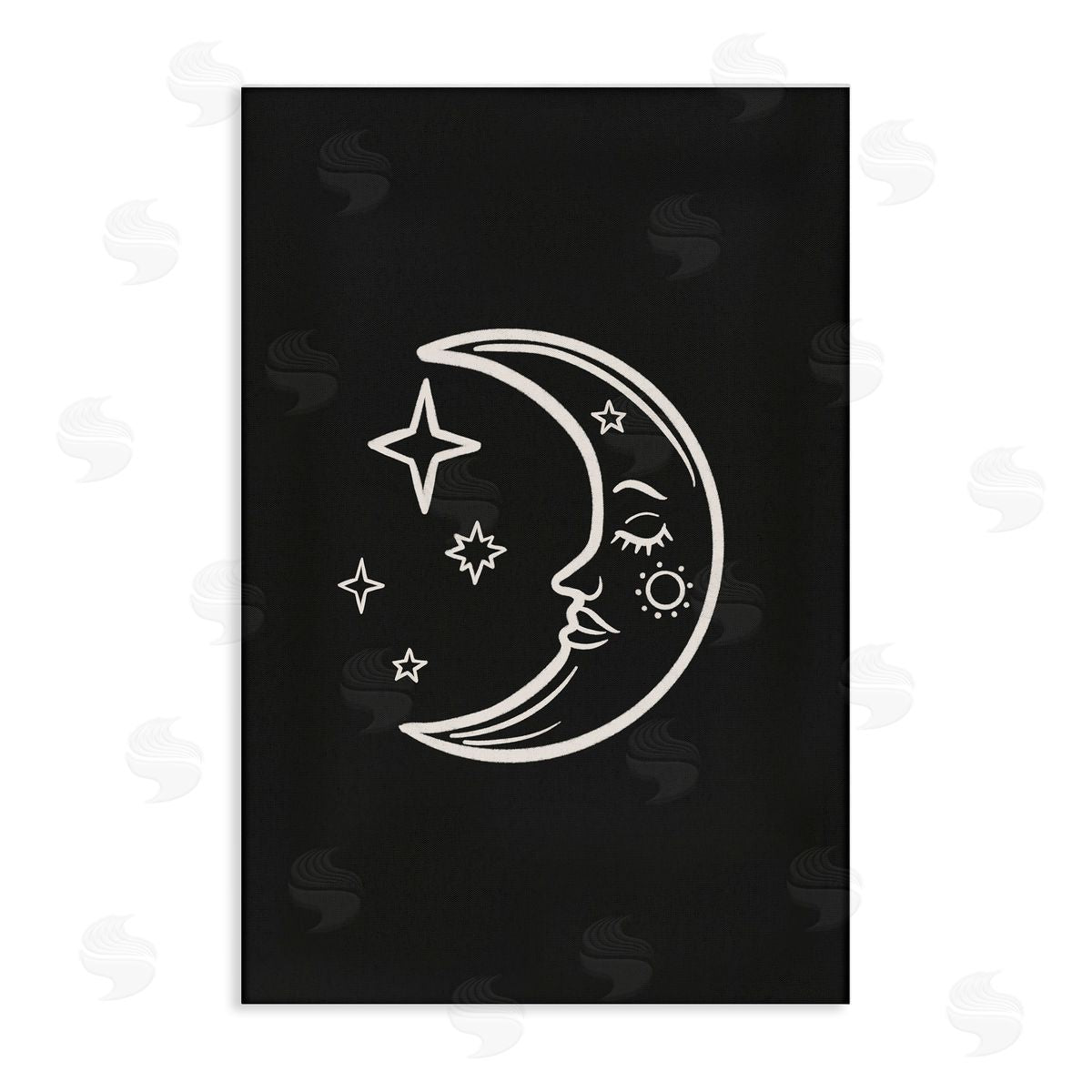 JJ Design House LLC Moon & Stars on Black Canvas Wall Art Print