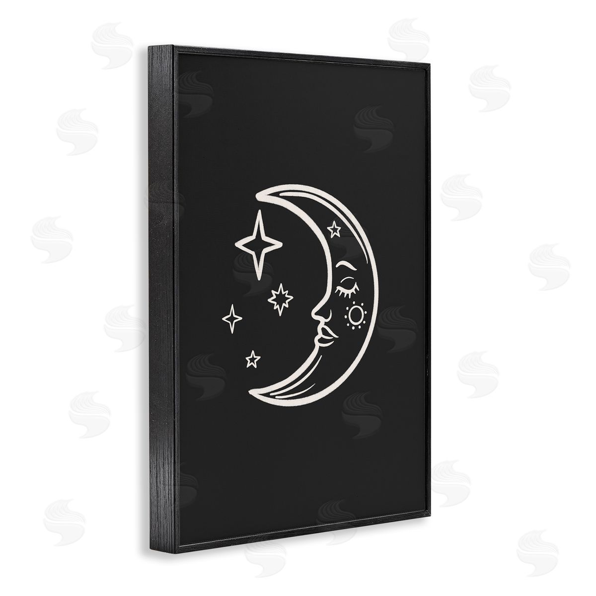 JJ Design House LLC Moon & Stars on Black Black Framed Giclee Wall Art Print