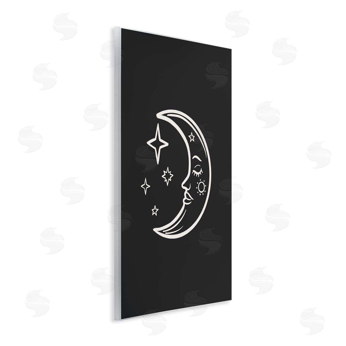 JJ Design House LLC Moon & Stars on Black Wooden Wall Plaque Art Print