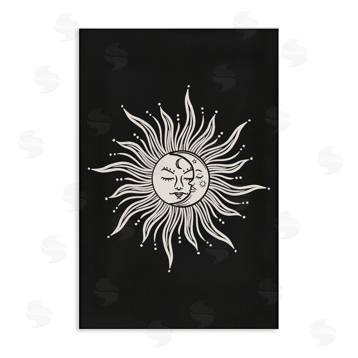 JJ Design House LLC Celestial Sun on Black Canvas Wall Art Print