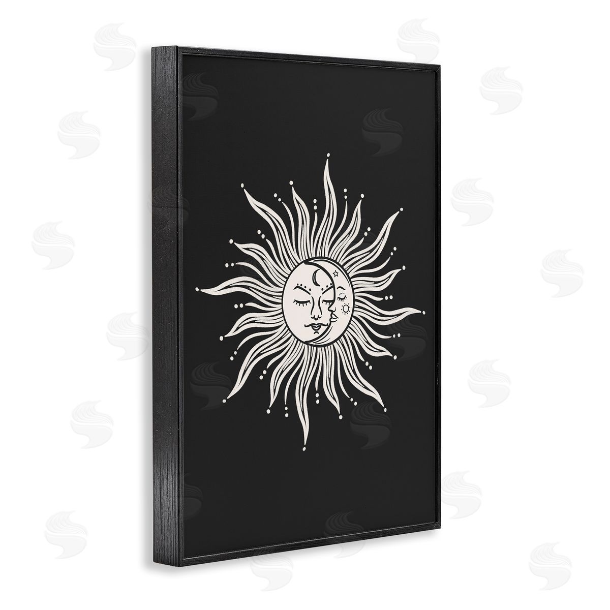 JJ Design House LLC Celestial Sun on Black Black Framed Giclee Wall Art Print