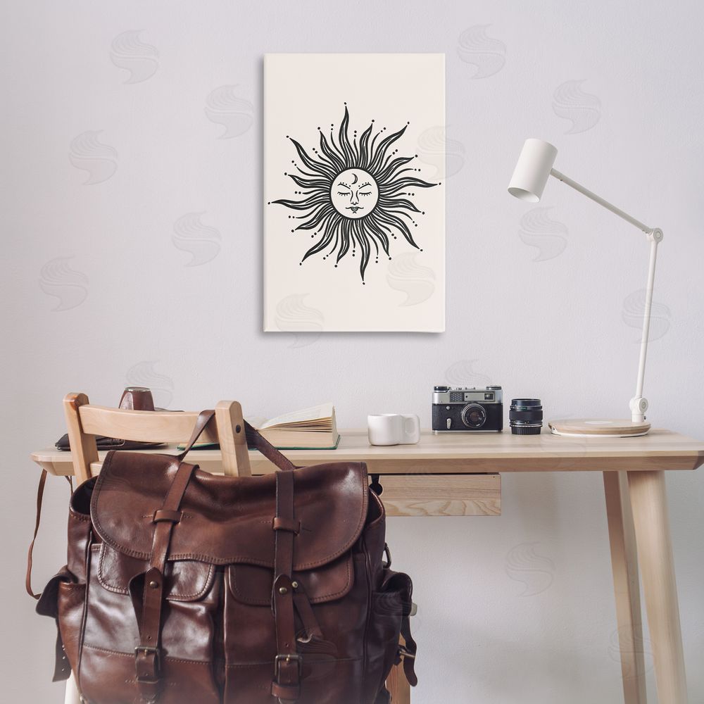 JJ Design House LLC Cream & Black Sun Canvas Wall Art Print in Room