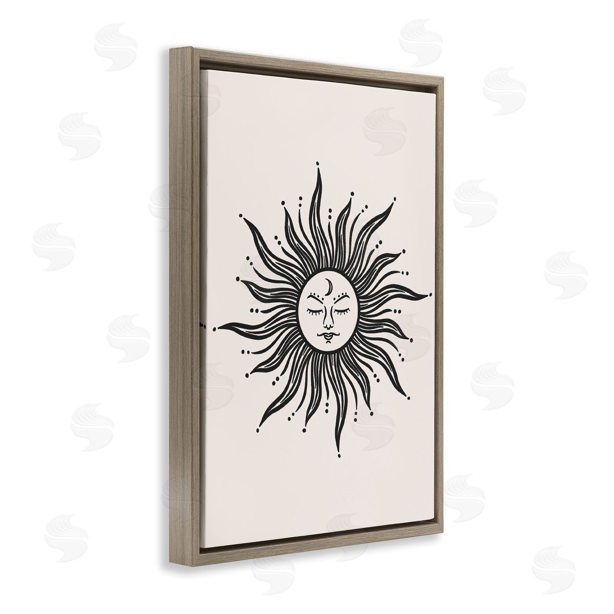 JJ Design House LLC Cream & Black Sun Brown Floating Frame Canvas Wall Art Print