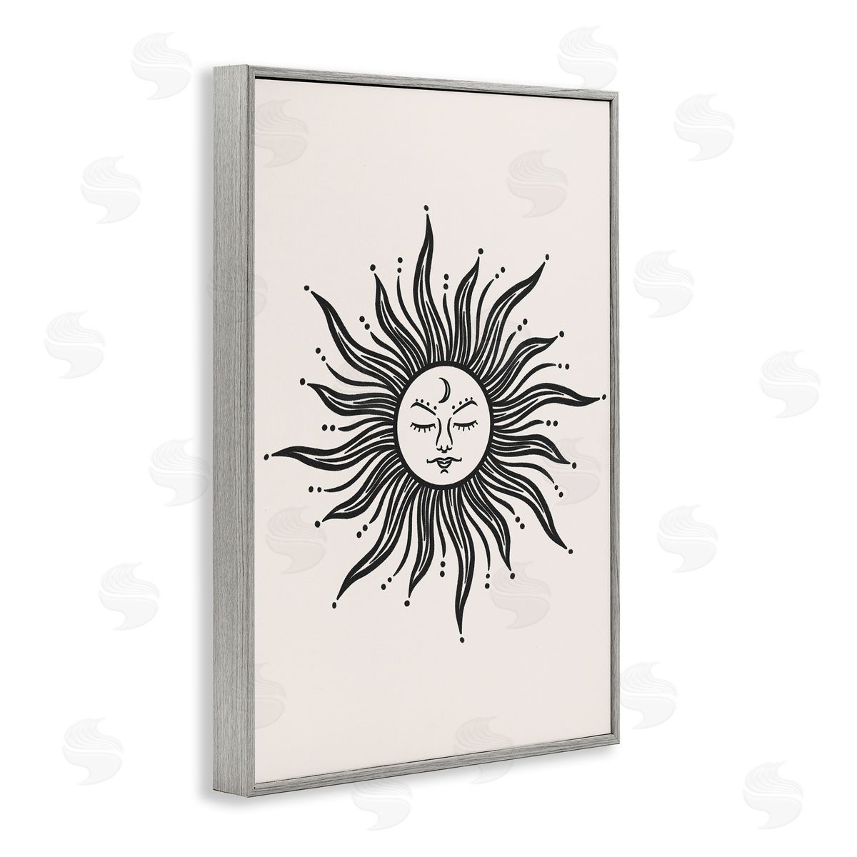 JJ Design House LLC Cream & Black Sun Gray Framed Giclee Wall Art Print