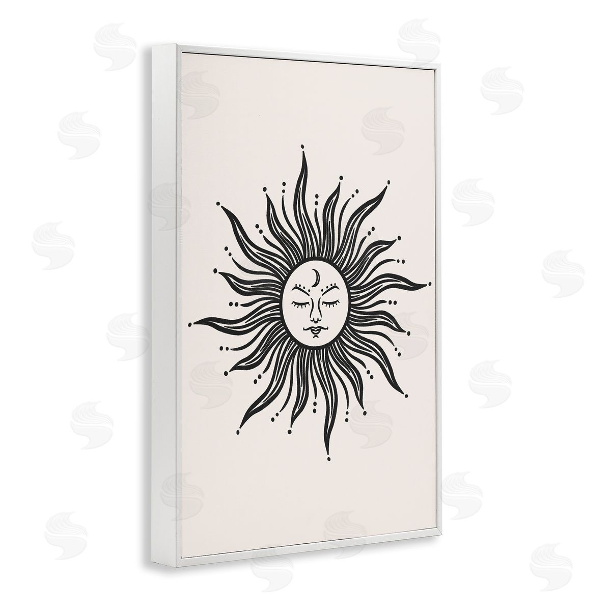 JJ Design House LLC Cream & Black Sun White Framed Giclee Wall Art Print