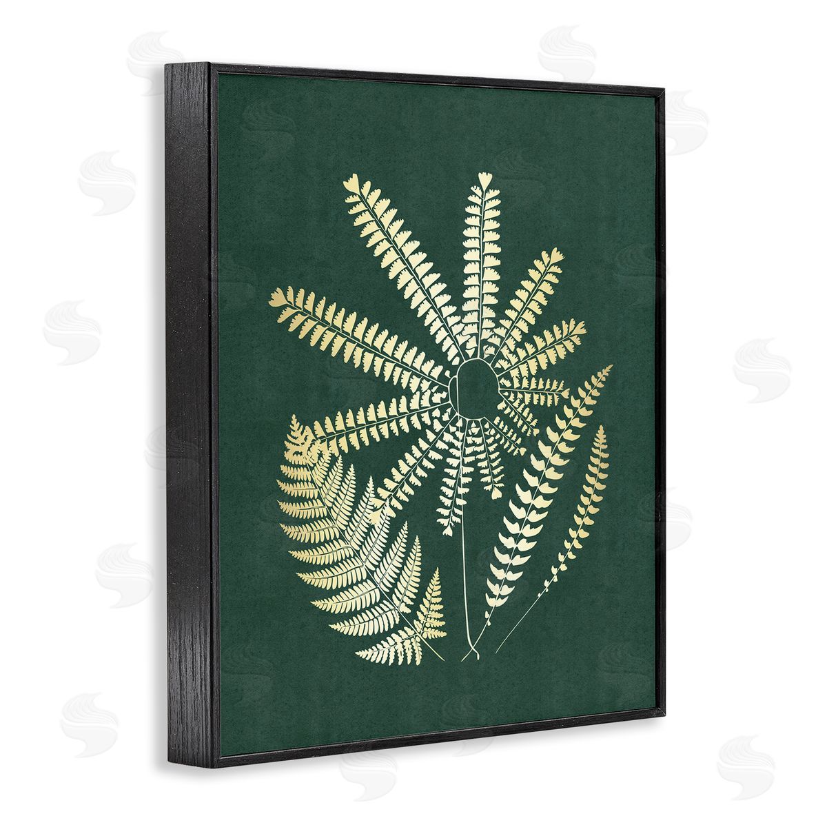 JJ Design House LLC Fern Sprigs Flower Shape Black Framed Giclee Wall Art Print