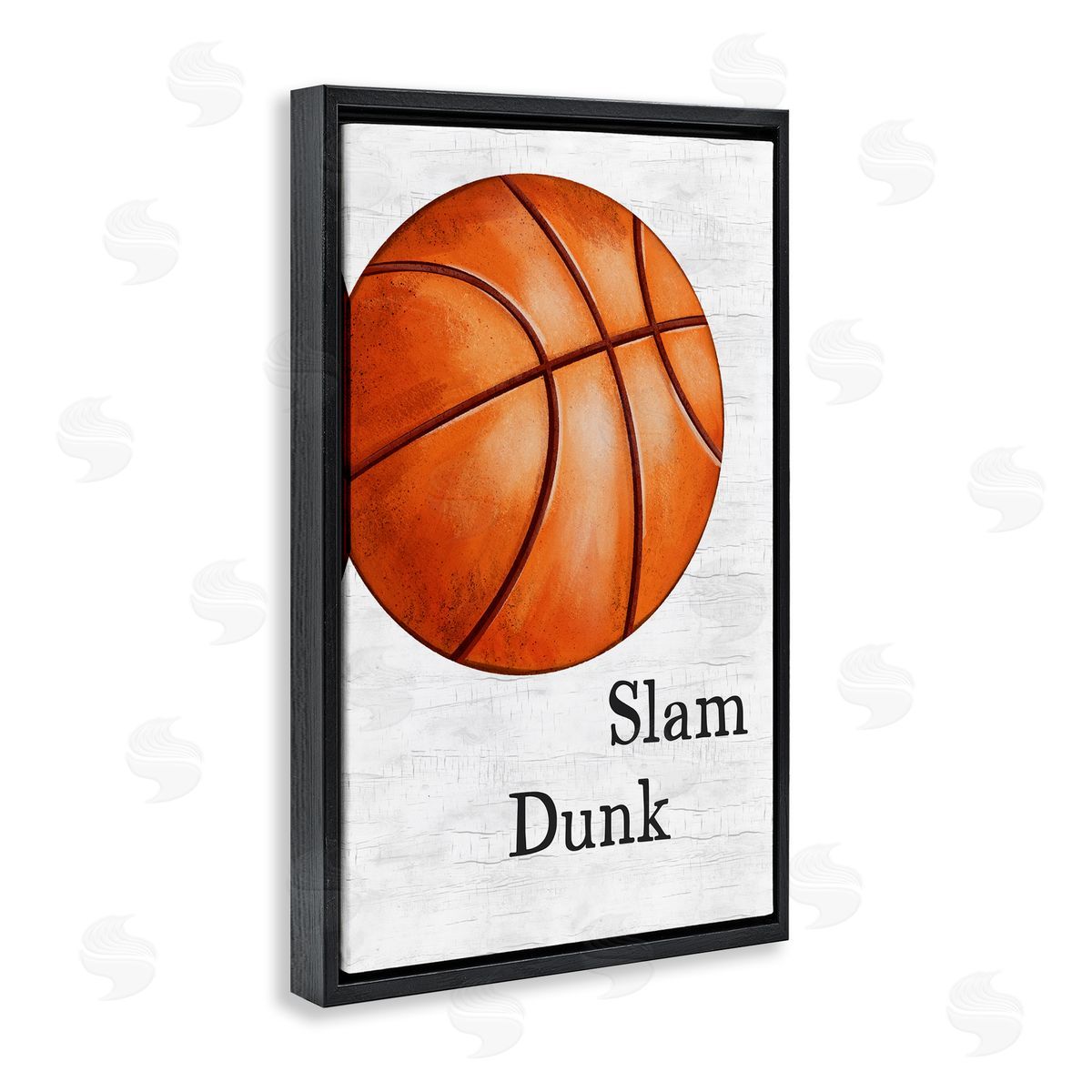 JJ Design House LLC Slam Dunk Basketball Black Floating Frame Canvas Wall Art Print
