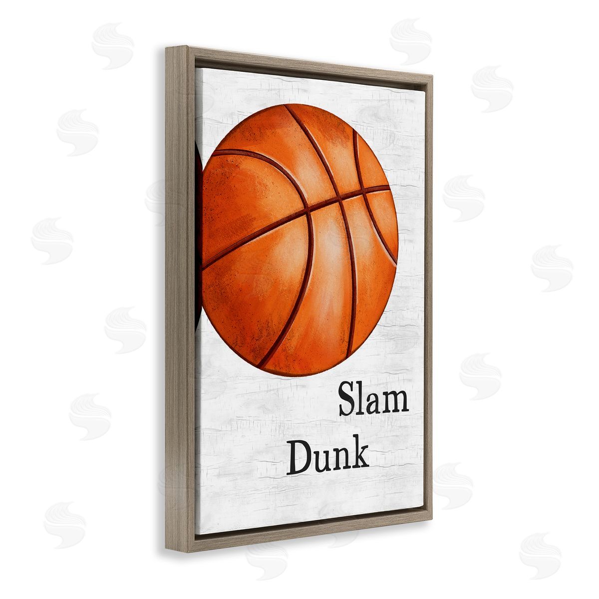 JJ Design House LLC Slam Dunk Basketball Brown Floating Frame Canvas Wall Art Print