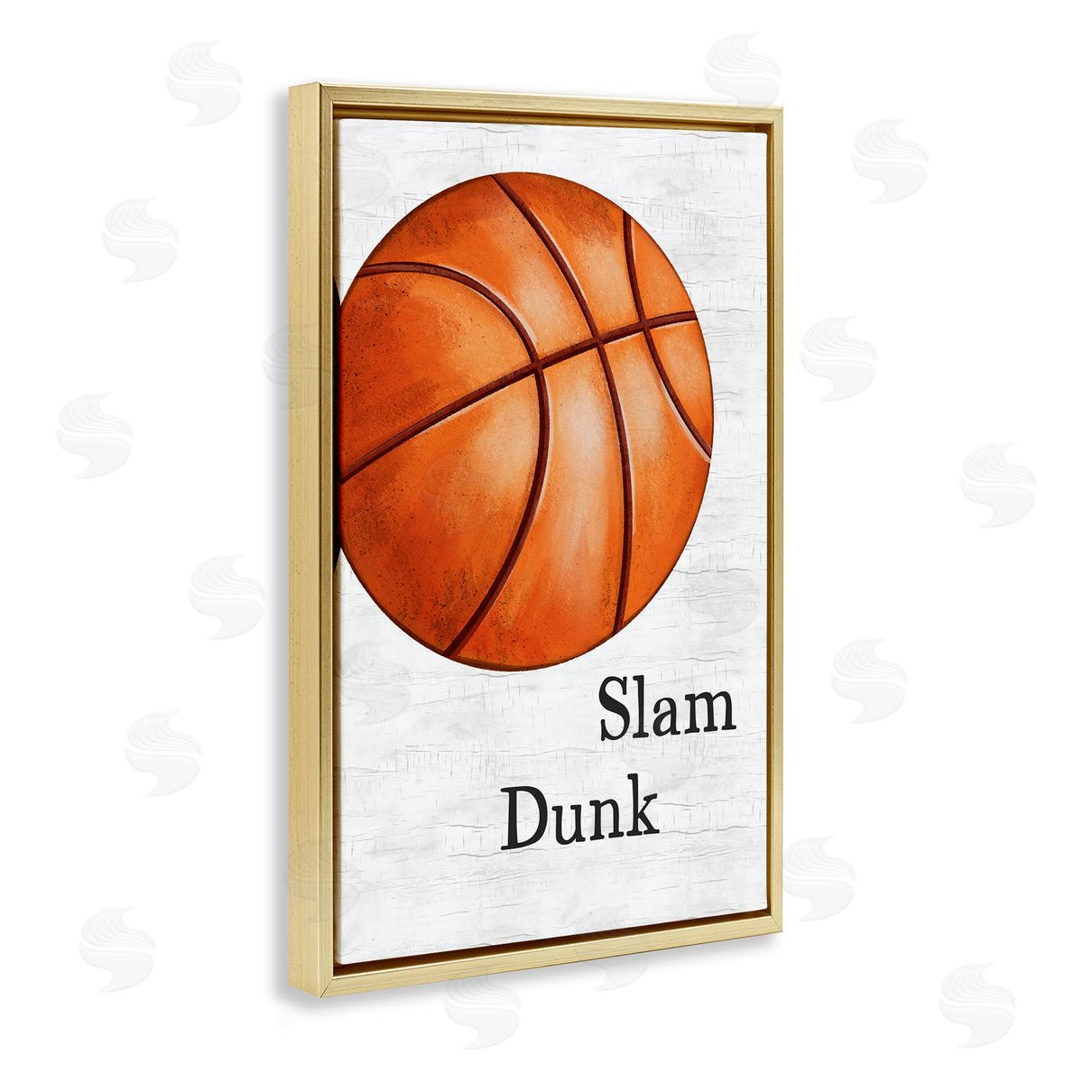JJ Design House LLC Slam Dunk Basketball Gold Floating Frame Canvas Wall Art Print