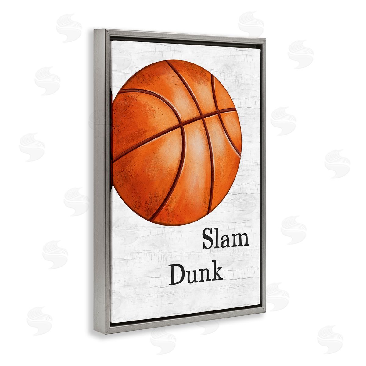 JJ Design House LLC Slam Dunk Basketball Gray Floating Frame Canvas Wall Art Print