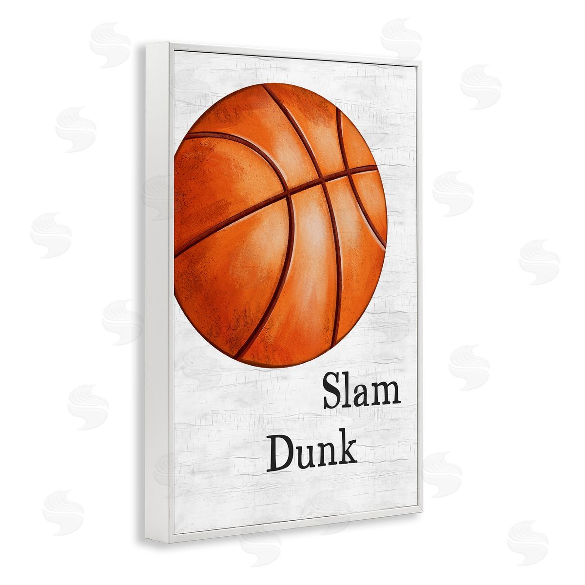 JJ Design House LLC Slam Dunk Basketball White Framed Giclee Wall Art Print
