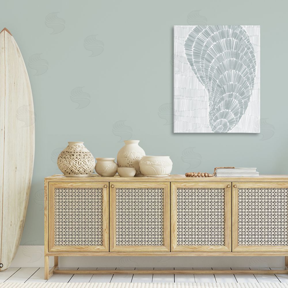 Jetty Home LLC Sketched Oyster Shell Canvas Wall Art Print in Room