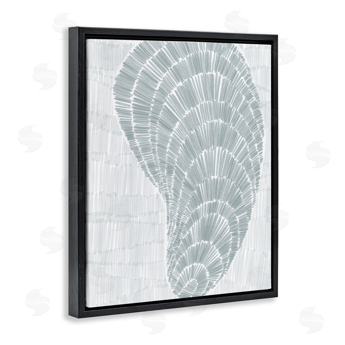 Jetty Home LLC Sketched Oyster Shell Black Floating Frame Canvas Wall Art Print