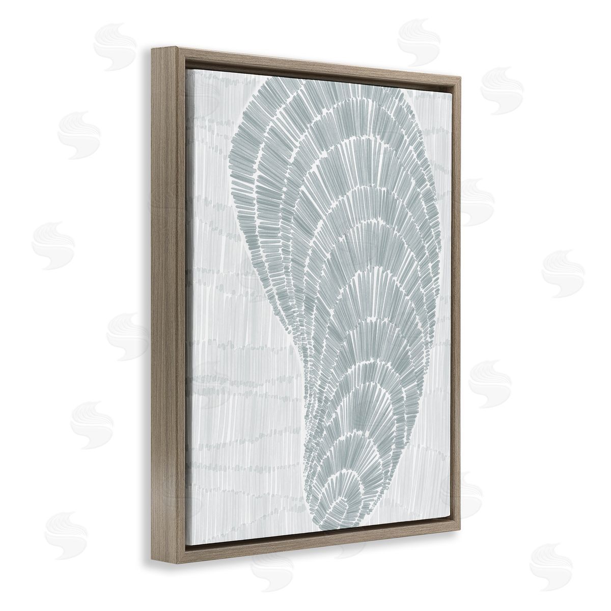 Jetty Home LLC Sketched Oyster Shell Brown Floating Frame Canvas Wall Art Print