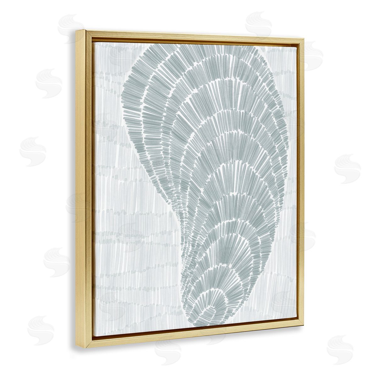 Jetty Home LLC Sketched Oyster Shell Gold Floating Frame Canvas Wall Art Print