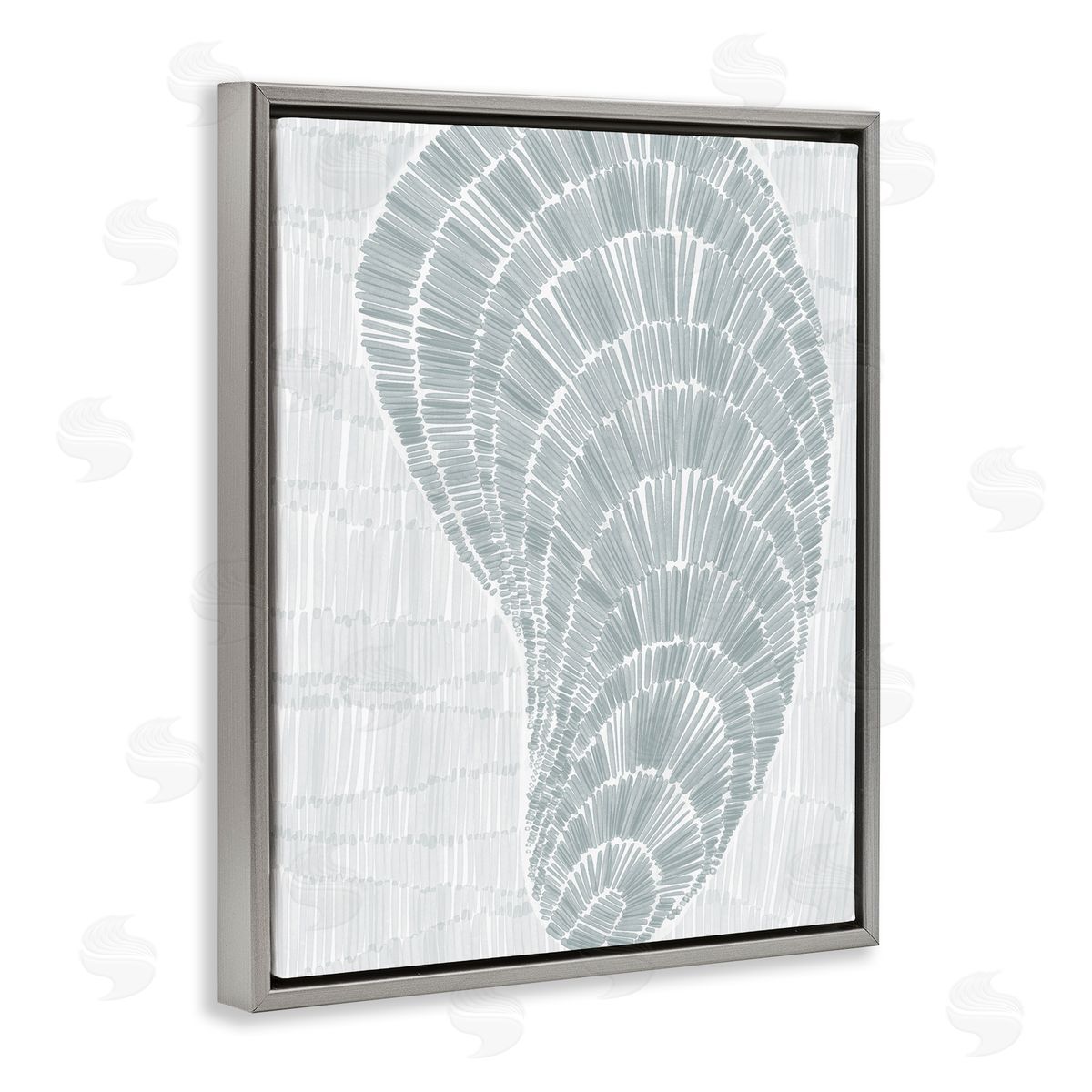 Jetty Home LLC Sketched Oyster Shell Gray Floating Frame Canvas Wall Art Print