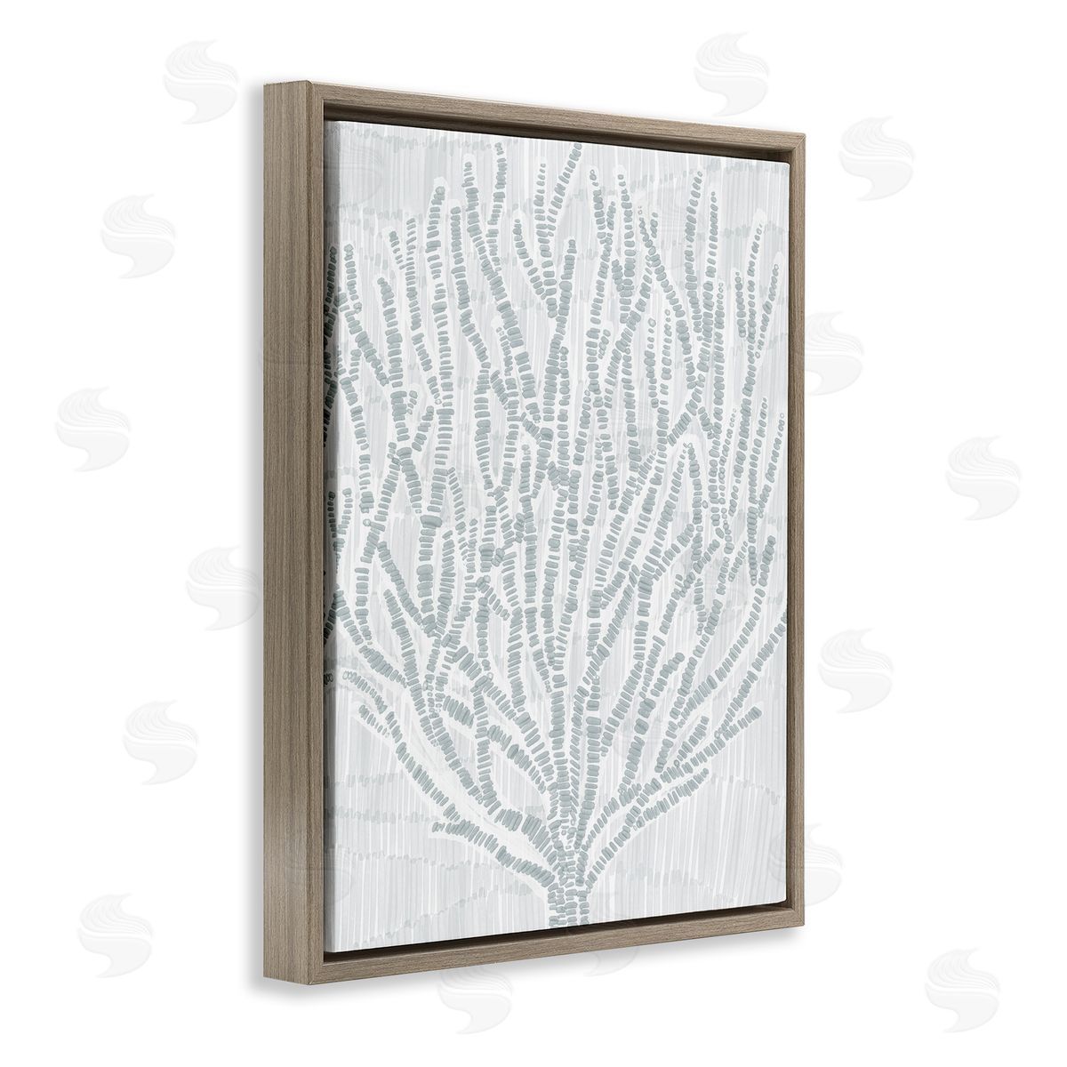 Jetty Home LLC Sketched Coral Sprigs Brown Floating Frame Canvas Wall Art Print