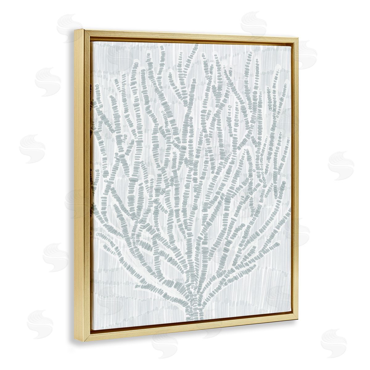 Jetty Home LLC Sketched Coral Sprigs Gold Floating Frame Canvas Wall Art Print