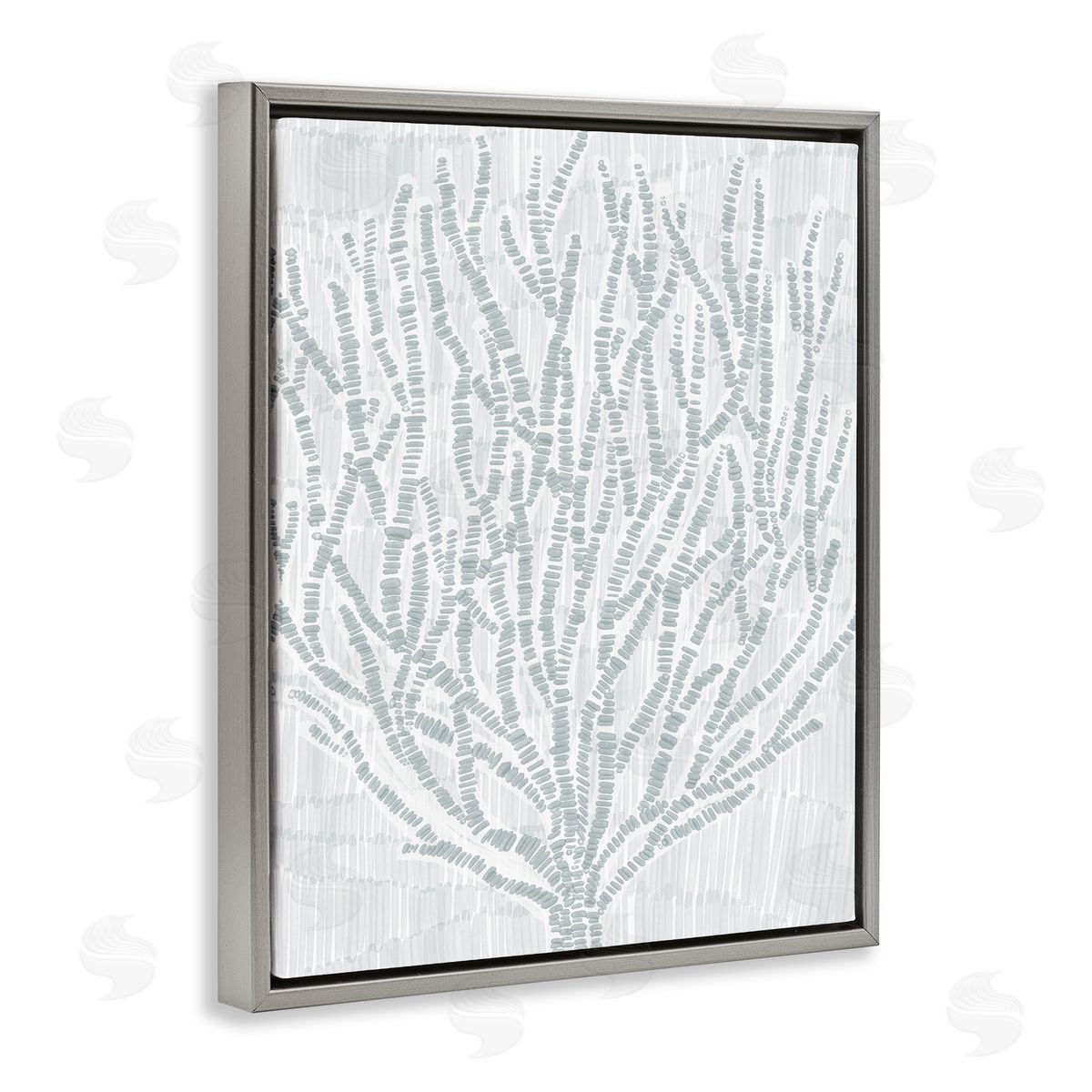 Jetty Home LLC Sketched Coral Sprigs Gray Floating Frame Canvas Wall Art Print