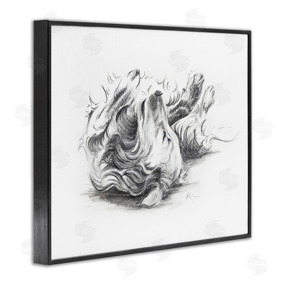 Lindsay Kivi Fine Art Naptime Dog Drawing Black Framed Giclee Wall Art Print