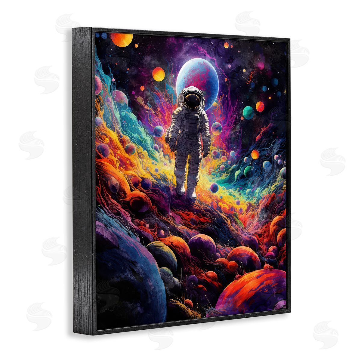 Nina Blue Stepping on Space Terrain Black Framed Giclee Wall Art Print
