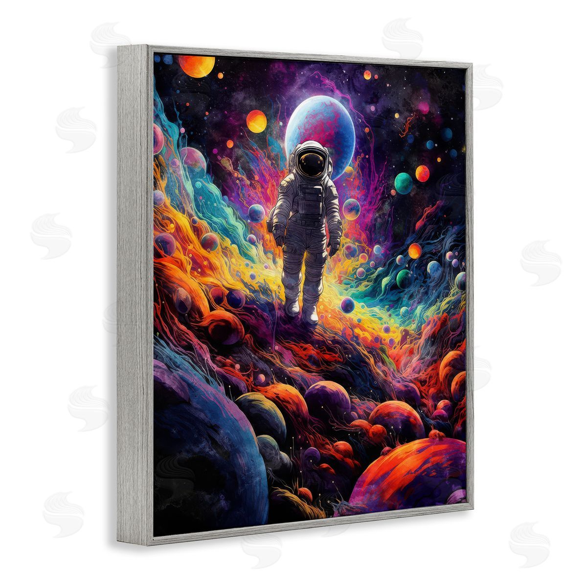 Nina Blue Stepping on Space Terrain Gray Framed Giclee Wall Art Print