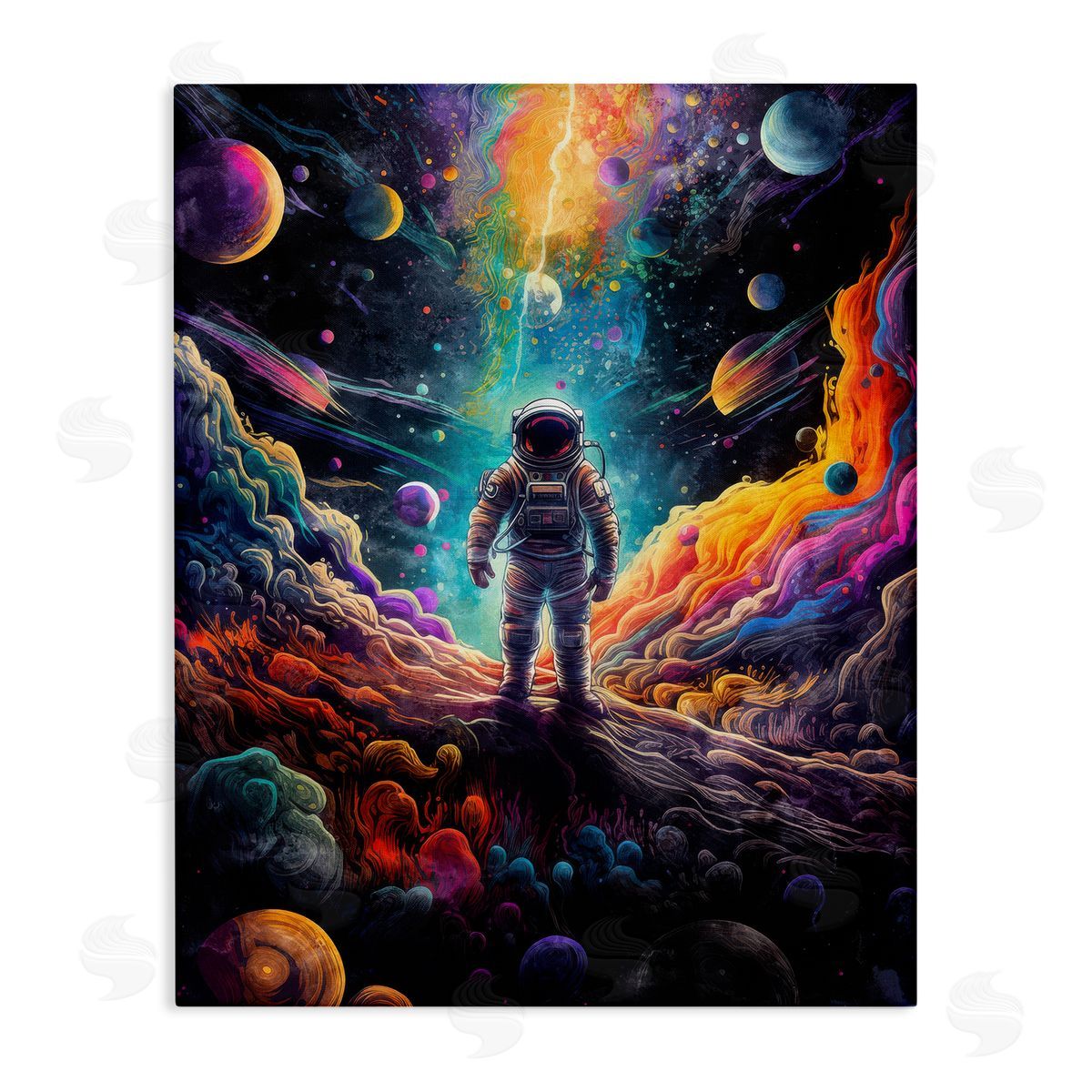 Nina Blue Astronaut on Planet Terrain Canvas Wall Art Print