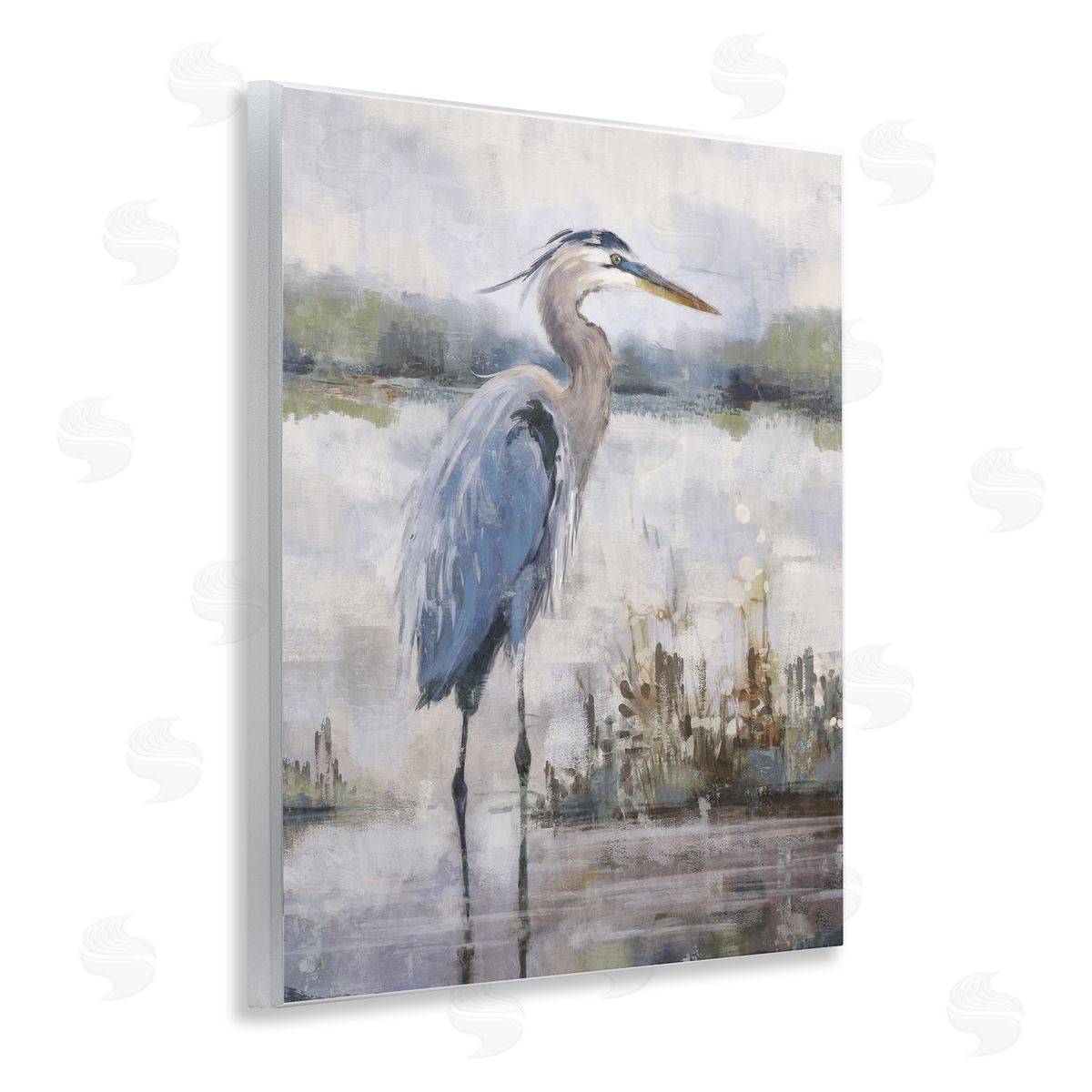 Nina Blue Coastal Sea Heron Wooden Wall Plaque Art Print