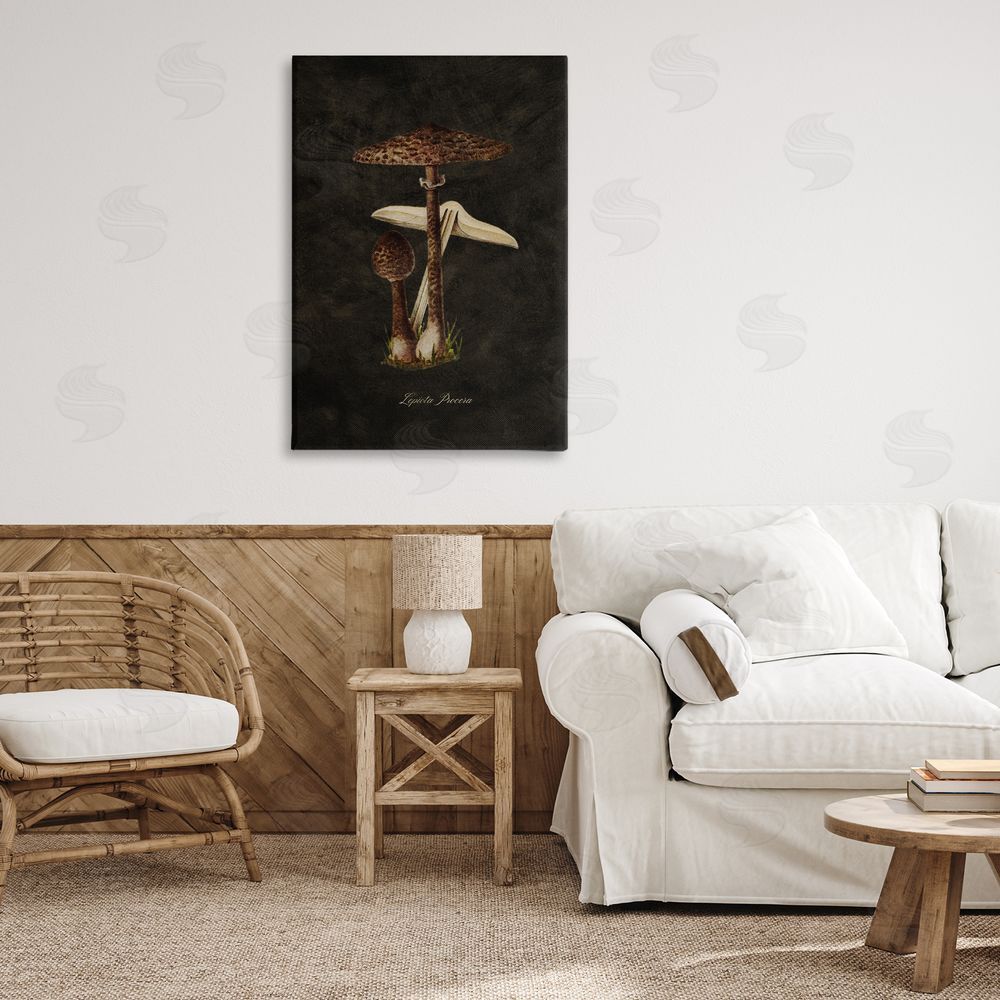 Tina Higgins Designs Inc. Dark Woodland Mushroom Canvas Wall Art Print in Room