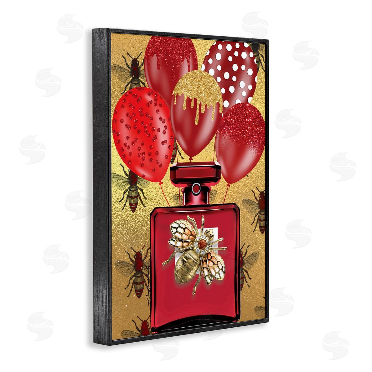 Yvonne Coleman Burney Glam Red Bee Perfume Black Framed Giclee Wall Art Print