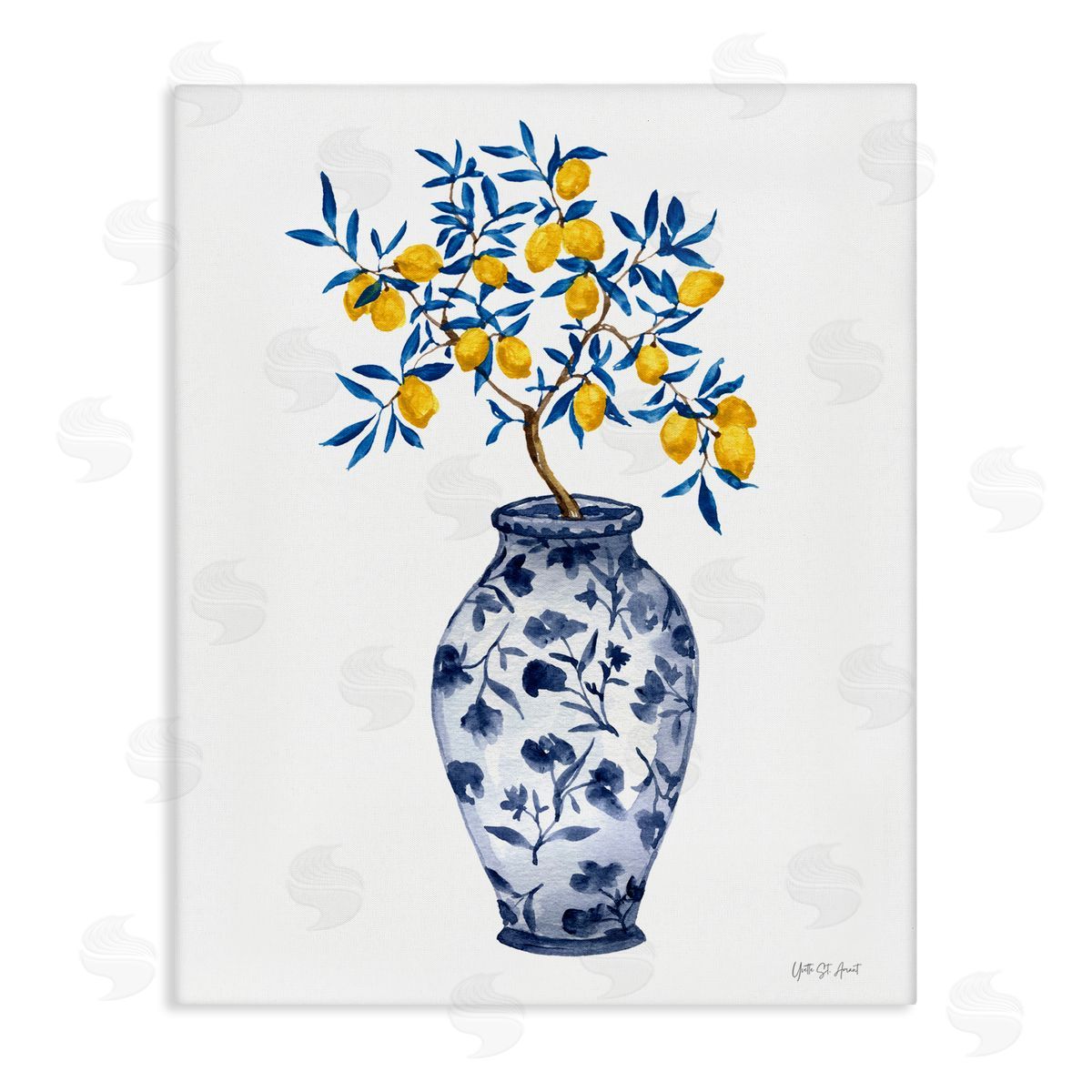 Yvette St. Amant Chinoiserie Vase Lemons Canvas Wall Art Print