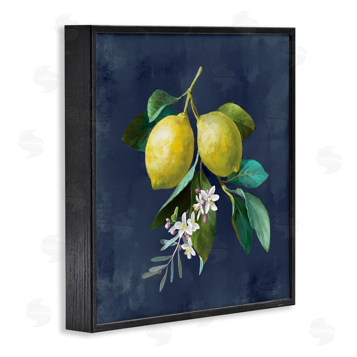 Danhui Nai Lemon Branches on Blue Black Framed Giclee Wall Art Print