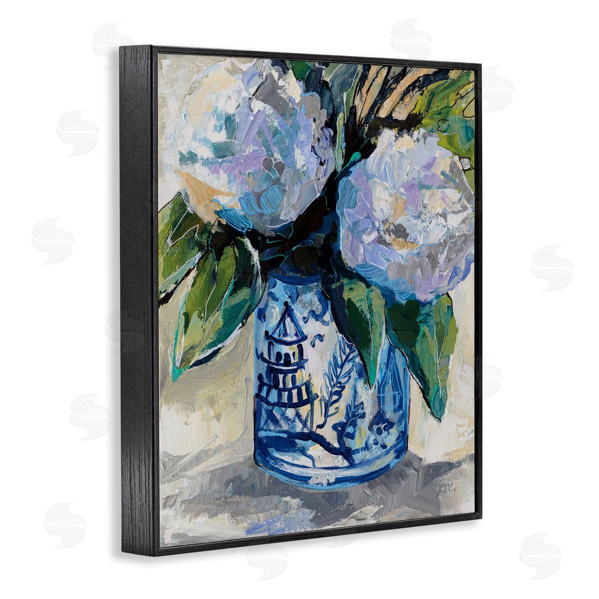 Jeanette Vertentes August Blooming Bouquet Black Framed Giclee Wall Art Print