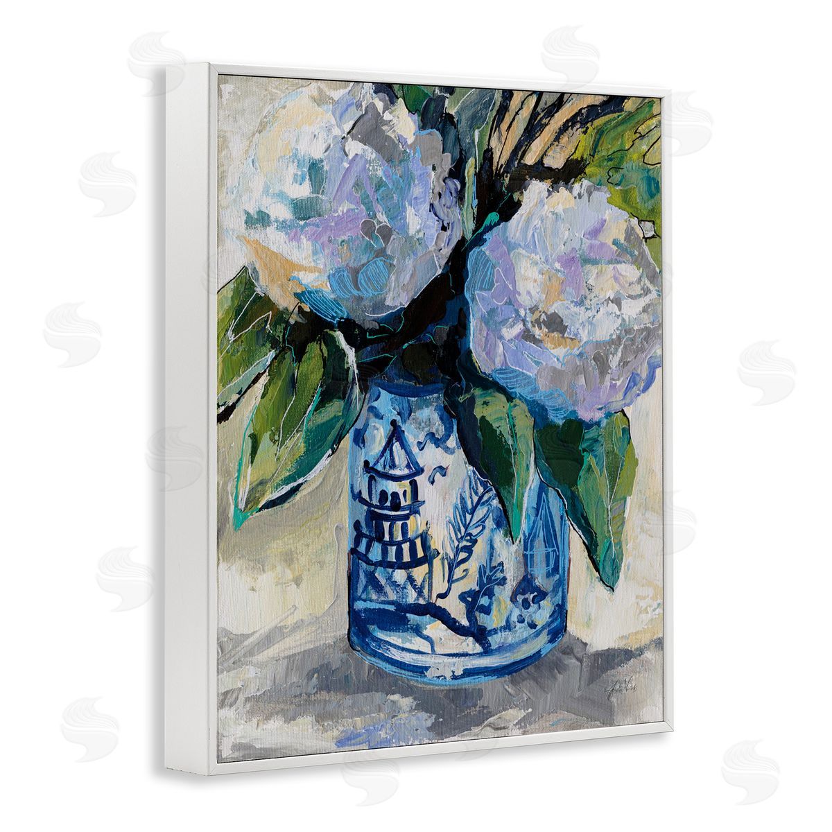 Jeanette Vertentes August Blooming Bouquet White Framed Giclee Wall Art Print