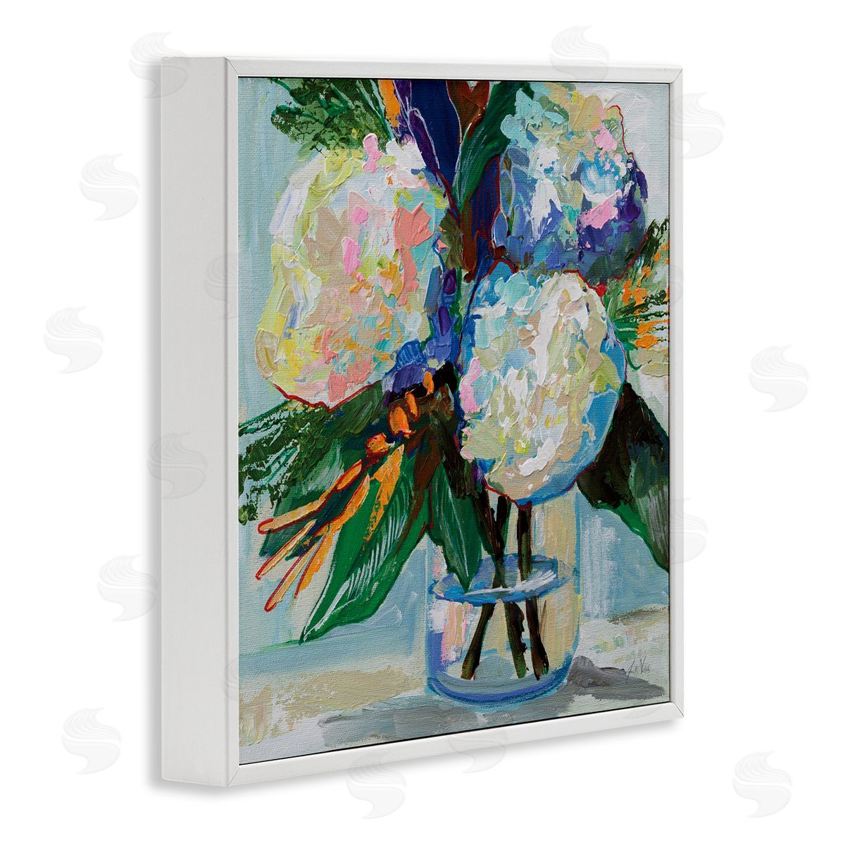 Jeanette Vertentes Bold Summer Blooms White Framed Giclee Wall Art Print