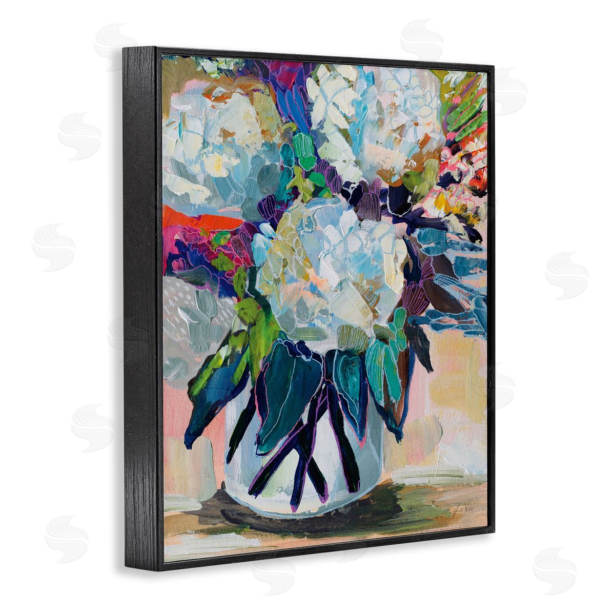 Jeanette Vertentes Summer Blooming Bouquet Black Framed Giclee Wall Art Print