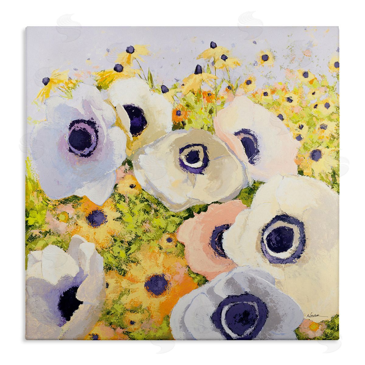 Shirley Novak Pastel Poppy Field Canvas Wall Art Print