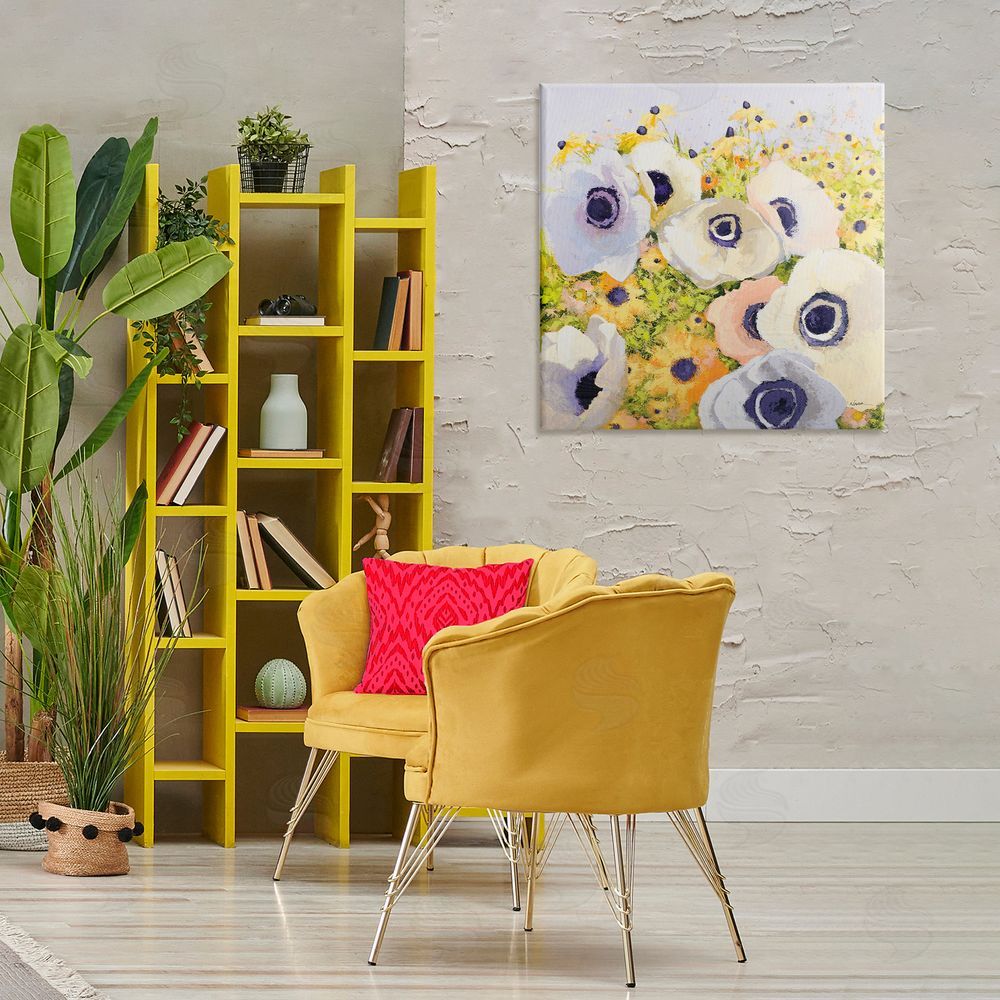 Shirley Novak Pastel Poppy Field Canvas Wall Art Print in Room