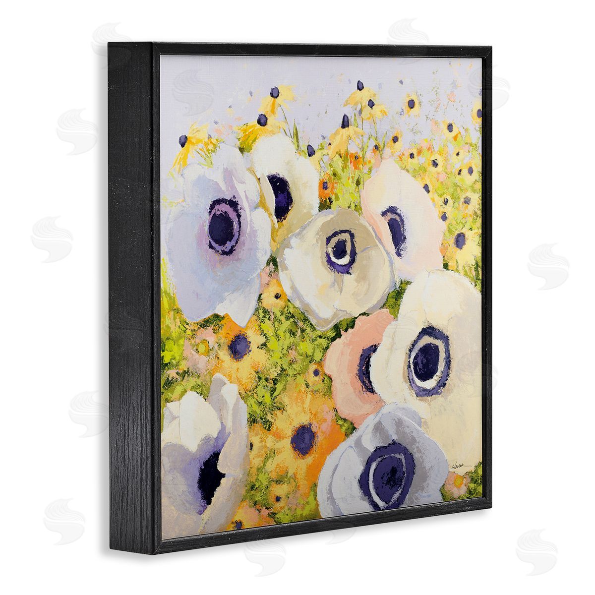 Shirley Novak Pastel Poppy Field Black Framed Giclee Wall Art Print