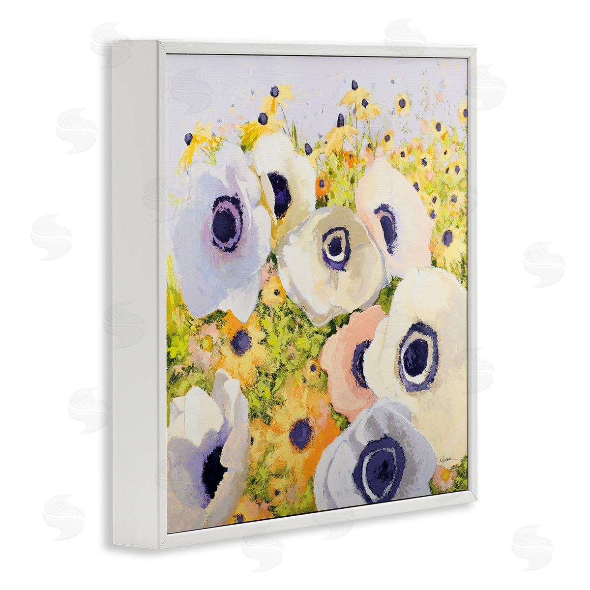 Shirley Novak Pastel Poppy Field White Framed Giclee Wall Art Print