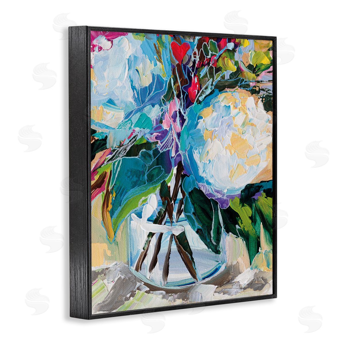 Jeanette Vertentes Modern Lined Bouquet Black Framed Giclee Wall Art Print