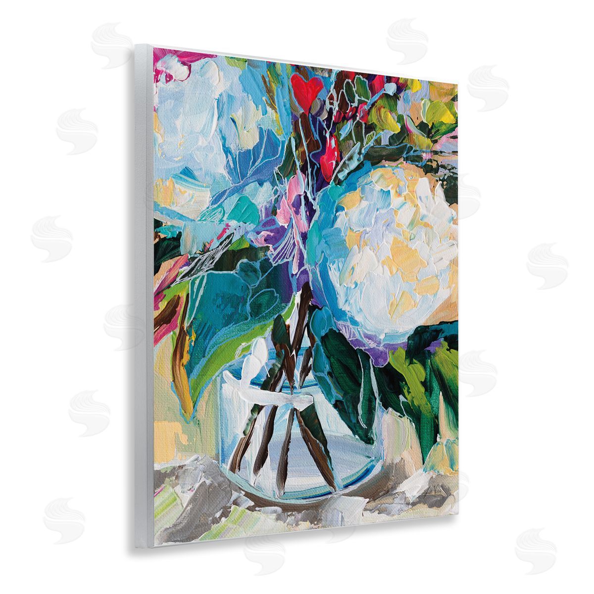 Jeanette Vertentes Modern Lined Bouquet Wooden Wall Plaque Art Print