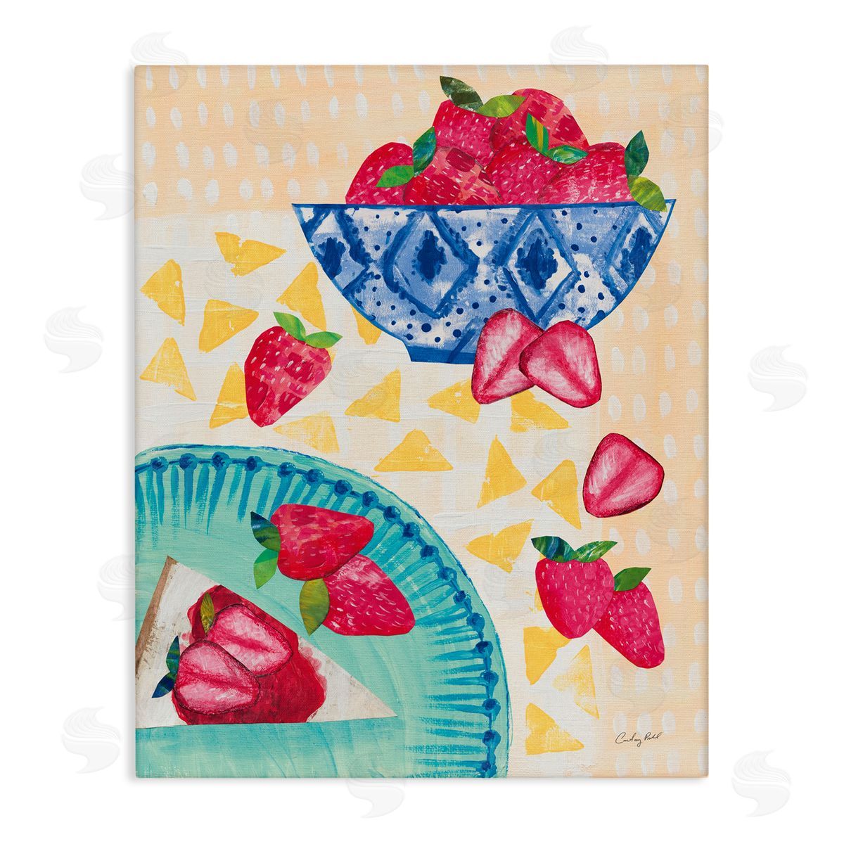 Courtney Prahl Strawberry Dessert Tablescape Canvas Wall Art Print