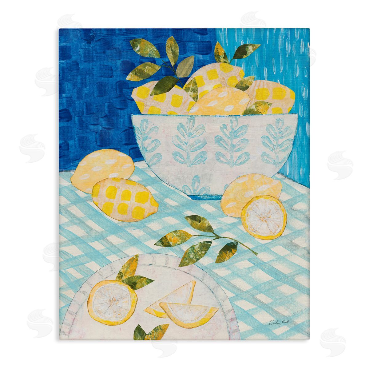 Courtney Prahl Patterned Lemons Tablescape Canvas Wall Art Print