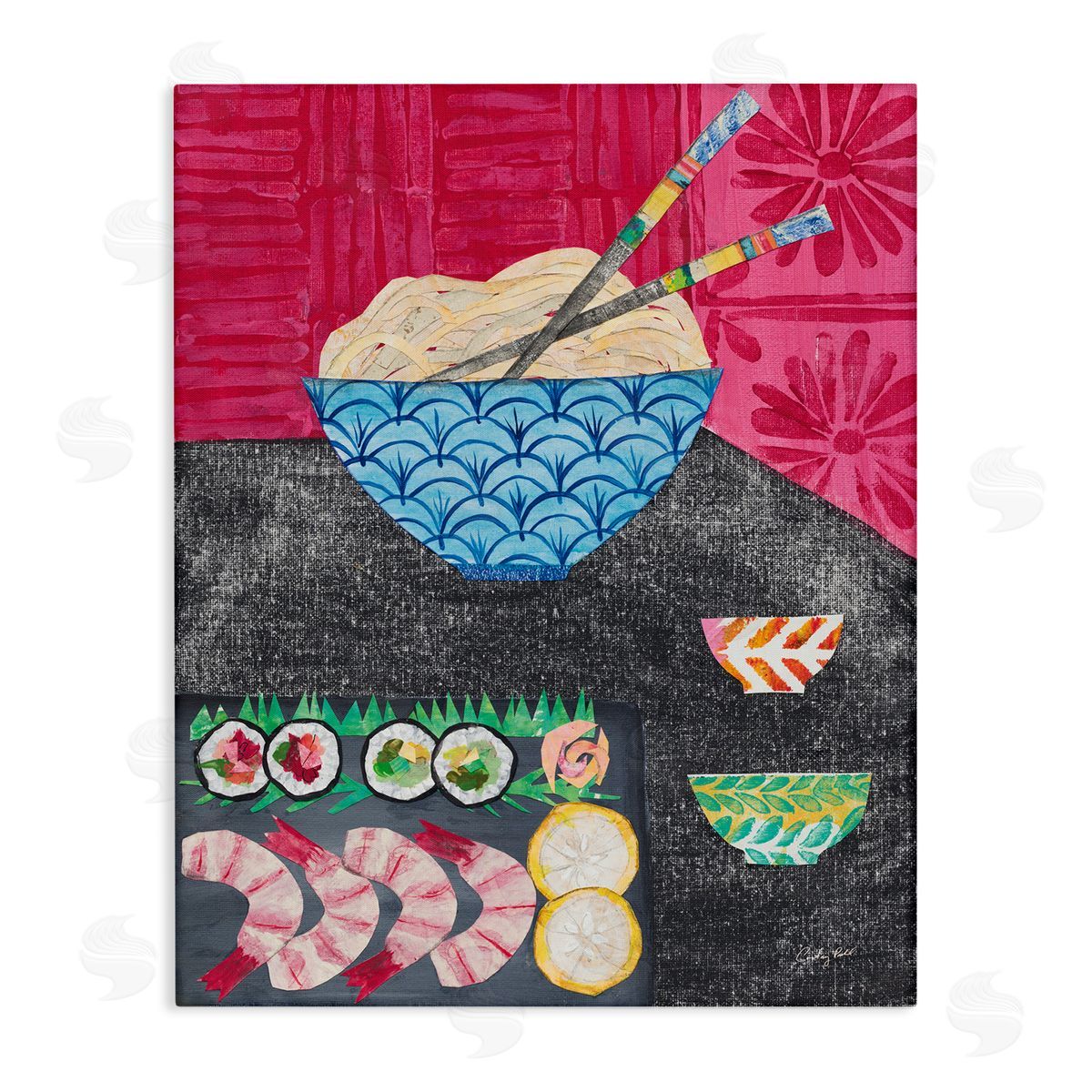 Courtney Prahl Patterned Sushi Tablescape Canvas Wall Art Print