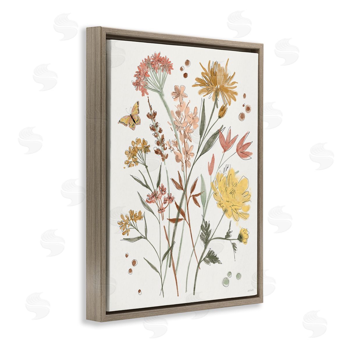 Anne Tavoletti Full Bloom Wildflowers Brown Floating Frame Canvas Wall Art Print