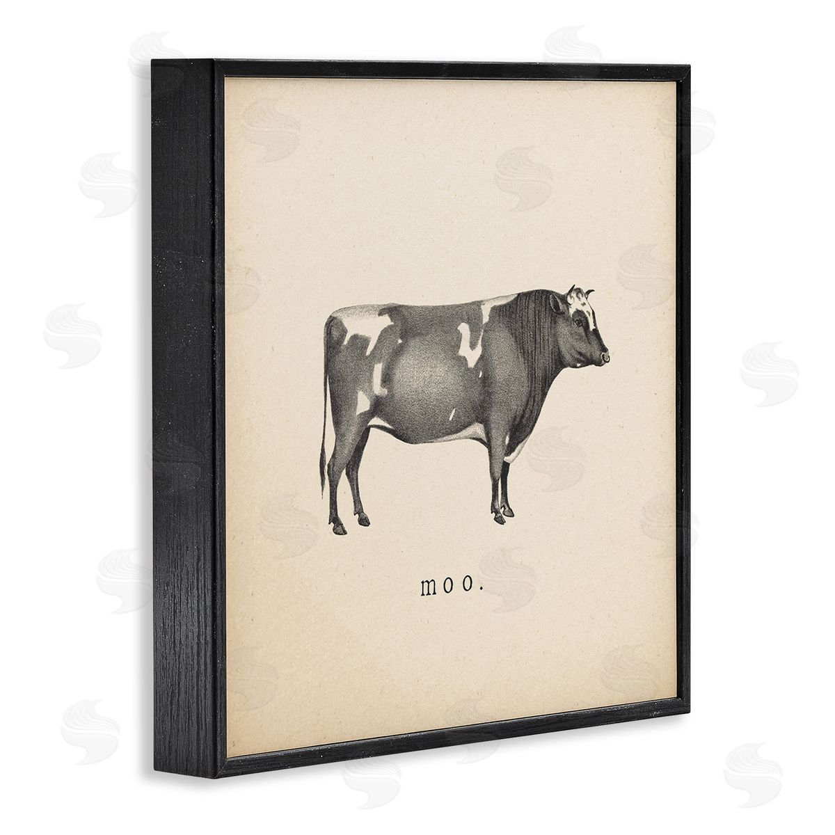 Wild Apple Portfolio Moo Farm Cow Sounds Black Framed Giclee Wall Art Print