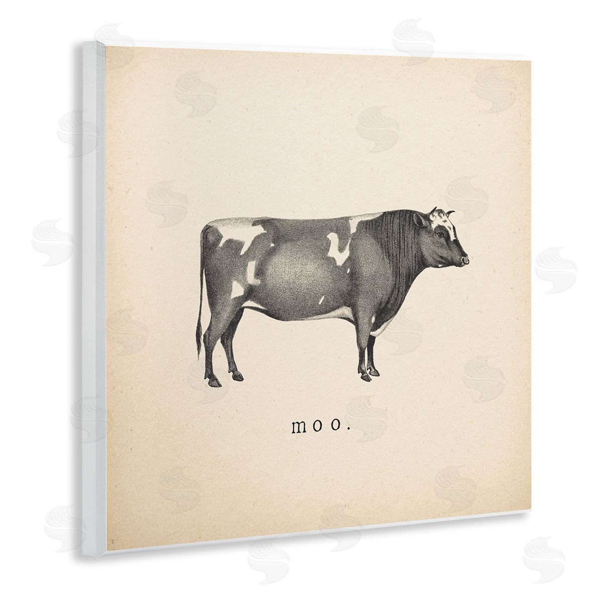 Wild Apple Portfolio Moo Farm Cow Sounds Wooden Wall Plaque Art Print