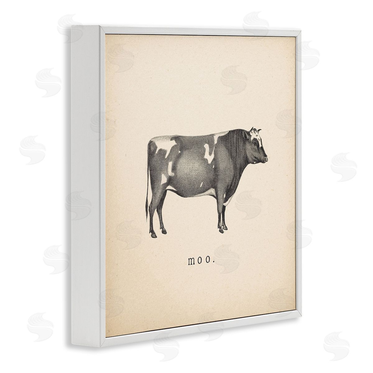Wild Apple Portfolio Moo Farm Cow Sounds White Framed Giclee Wall Art Print
